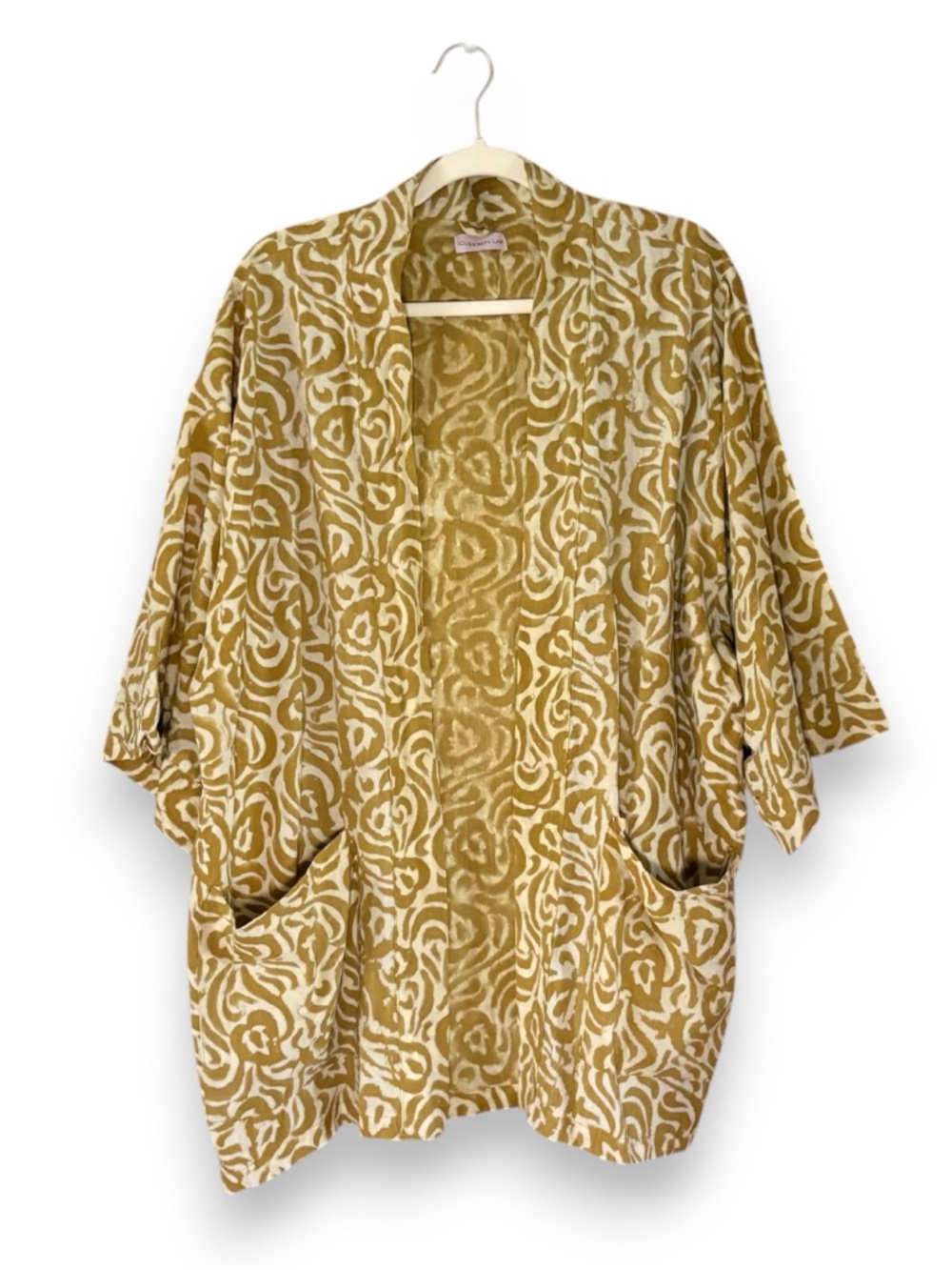 Curiosity Lab Yellow Printed Open Front Cardigan One Size Boho Bohemian Artist